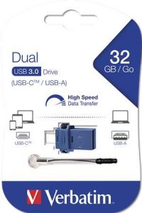 VERBATIM / Pendrive, 32GB, USB 3.2+USB-C adapter, VERBATIM 