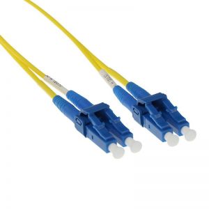 ACT / LSZH Singlemode 9/125 OS2 short boot fiber cable duplex with LC connectors 0, 5m Yellow