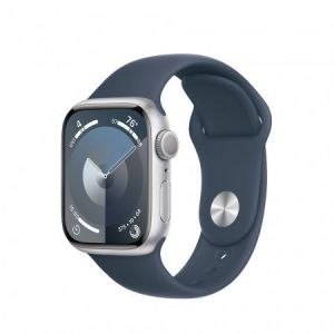 Apple / Watch S9 GPS 41mm Silver Alu Case with Storm Blue Sport Band S/M