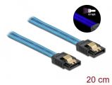 DeLock SATA 6 Gb/s Cable UV glow effect 20cm Blue