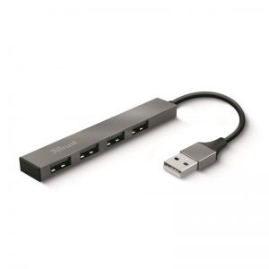  / Trust Halyx Aluminium 4Port Mini USB Hub    Silver