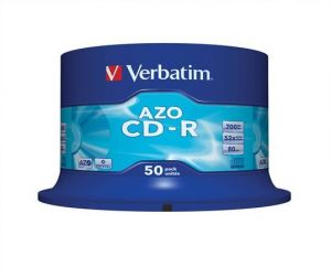 VERBATIM / CD-R lemez, Crystal bevonat, AZO, 700MB, 52x, 50 db, hengeren VERBATIM 