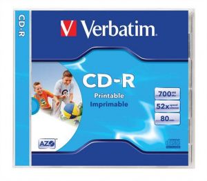 VERBATIM / CD-R lemez, nyomtathat, matt, ID, AZO, 700MB, 52x, 1 db, norml tok, VERBATIM