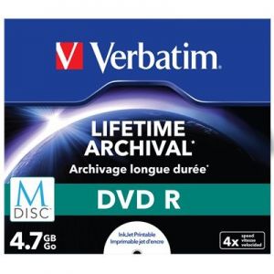 VERBATIM / BD-R BluRay lemez, archivl, nyomtathat, M-DISC, 25GB, 4x, 1 db, norml tok, VERBATIM