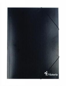 VICTORIA / Gumis mappa, karton, A4, VICTORIA OFFICE, fekete