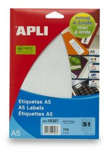 APLI / Etikett, 45x8 mm, eltvolthat, kszerekhez, A5 hordozn, APLI, 765 etikett/csomag