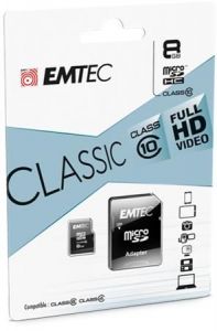 EMTEC / Memriakrtya, microSD, 8GB, 20/12 MB/s, EMTEC 
