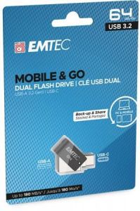 EMTEC / Pendrive, 64GB, USB 3.2, USB-A bemenet/USB-C kimenet, EMTEC 