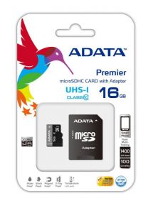 A-Data / 16GB microSDHC Class 10 UHS-I U1 + adapterrel