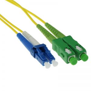 ACT / LSZH Singlemode 9/125 OS2 fiber cable duplex with SC/APC and LC/PC connectors 0, 5m Yellow