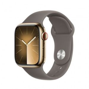 Apple / Watch S9 Cellular 45mm Gold Stainless Steel Case with Clay Sport Band S/M