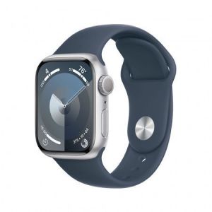 Apple / Watch S9 GPS 45mm Silver Alu Case with Storm Blue Sport Band S/M