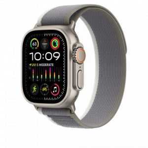 Apple / Watch Ultra 2 Cellular 49mm Titanium Case with Green/Grey Trail Loop M/L