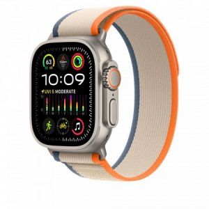 Apple / Watch Ultra 2 Cellular 49mm Titanium Case with Orange/Beige Trail Loop M/L