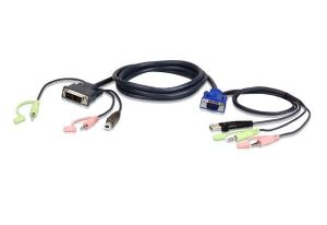 ATEN / USB VGA to DVI-A KVM Cable with Audio 1, 8m Black