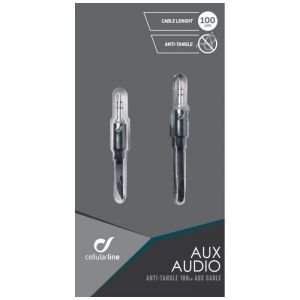 Cellularline / Audio cable AUX AUDIO,  AQL? certification,  flat,  2 x 3.5mm jack,  black