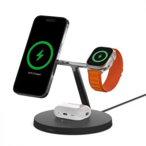 Belkin / BoostCharge Pro 3-IN-1 Wireless Charging Stand With MagSafe Black