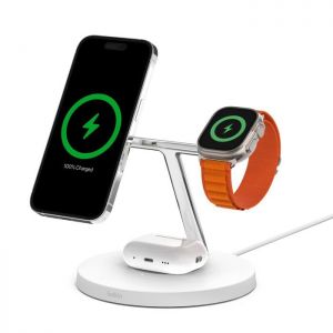 Belkin / BoostCharge Pro 3-IN-1 Wireless Charging Stand With MagSafe White
