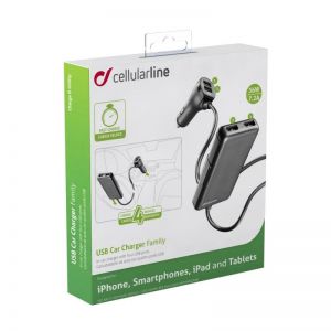 Cellularline / car charger with 4 x USB,  7.2 A,  black