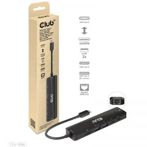 Club3D / USB Gen1 Type-C 6-in-1 Hub Black
