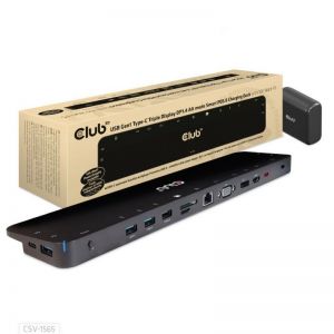 Club3D / USB Gen1 Type-C Triple Display DP1.4 Alt mode Smart PD3.0 Charging Dock with 100 Watt Power Supply
