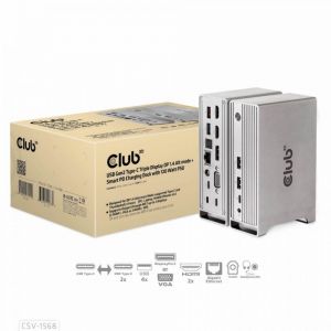 Club3D / USB Gen2 Type-C Triple Display DP 1.4 Alt mode Smart PD Charging Dock with 120 Watt PSU