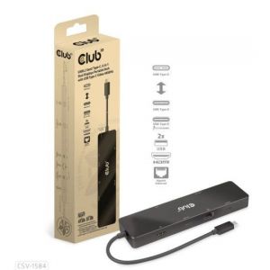 Club3D / USB3.2 Gen2 Type-C 6-in-1 Dual Displays Portable Dock with USB Type-C Video 4K60Hz