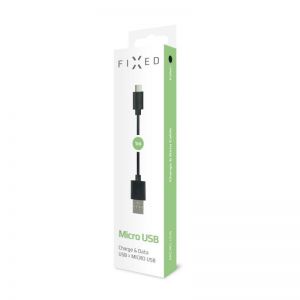 FIXED / Data and charging cable with USB/micro USB connectors,  1 meter,  20W,  black