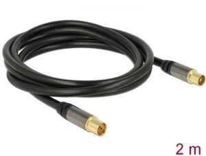 DeLock / Antenna Cable IEC Plug > IEC Jack RG-6/U 2m Black