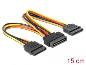 DeLock / Cable Power SATA 15pin plug > 2xPower SATA 15 pin receptacle 15cm