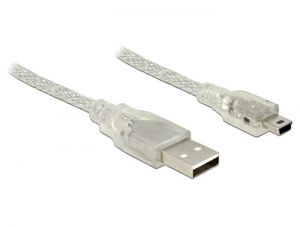 DeLock / Cable USB 2.0 Type-A male > USB 2.0 Mini-B male 0, 5m transparent