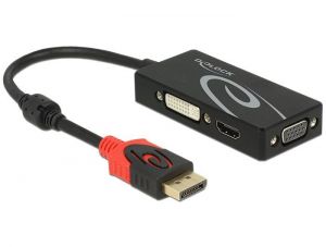 DeLock / DisplayPort 1.2 male > VGA / HDMI / DVI-D (Single Link) female 4K Passive adapter Black