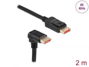 DeLock / DisplayPort cable male straight to male 90 downwards angled 8K 60 Hz 2m Black