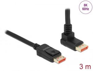 DeLock / DisplayPort cable male straight to male 90 upwards angled 8K 60 Hz 3m Black