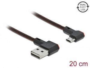 DeLock / EASY-USB 2.0 Cable Type-A male to EASY-USB Type Micro-B male angled left / right 0, 2m Black