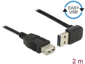 DeLock / Extension cable EASY-USB 2.0 Type-A male angled up / down > USB 2.0 Type-A female 2m Black