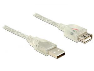 DeLock / Extension cable USB 2.0 Type-A male > USB 2.0 Type-A female 1m transparent