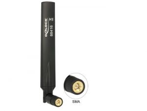 DeLock / GSM / UMTS Antenna SMA plug 1.0 - 3.5 dBi omnidirectional with tilt joint black