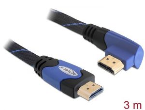 DeLock / High Speed HDMI with Ethernet  HDMI A male > HDMI A male angled 4K cable 3m