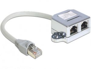 DeLock / RJ45 Port duplz (1 RJ45 dug > 2 RJ45 jack (1x Ethernet,  1x ISDN)