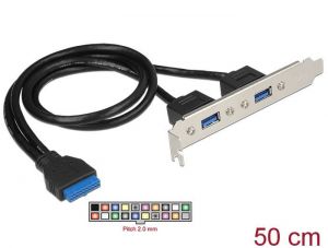 DeLock / Slot bracket 1 x 19 pin USB 3.0 pin header female internal > 2x USB 3.0 Type-A female external