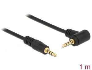DeLock / Stereo Jack 3.5 mm 4 pin male > male angled 1m Cable Black