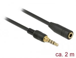 DeLock / Stereo Jack Extension Cable 3.5mm 4 pin male to female 2m Black