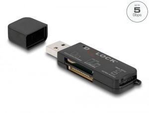 DeLock / SuperSpeed USB Card Reader for SD / Micro SD / MS memory cards Black