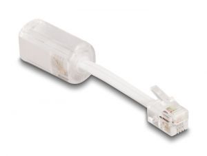 DeLock / Telephone Cable RJ10 plug to RJ10 jack with connection cable 30 mm Transparent/White