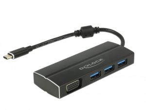DeLock / USB 3.1 Gen 1 Adapter USB Type-C to 3x USB 3.0 Type-A Hub + 1 x VGA (DP Alt Mode)