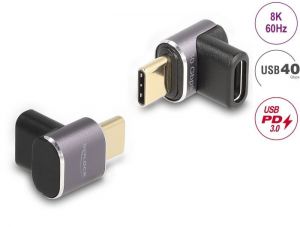 DeLock / USB Adapter 40 Gbps USB Type-C PD 3.0 100 W male to female angled 8K 60 Hz metal compact