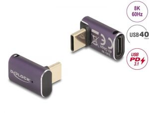 DeLock / USB Adapter 40 Gbps USB Type-C PD 3.1 240 W male to female angled 8K 60 Hz metal Purple