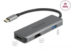 DeLock / USB Type-C Dual HDMI Adapter with 4K 60Hz and USB Port