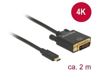 DeLock / USB Type-C male > DVI-D (Single Link) male (DP Alt Mode) 4K 30 Hz 2m Black